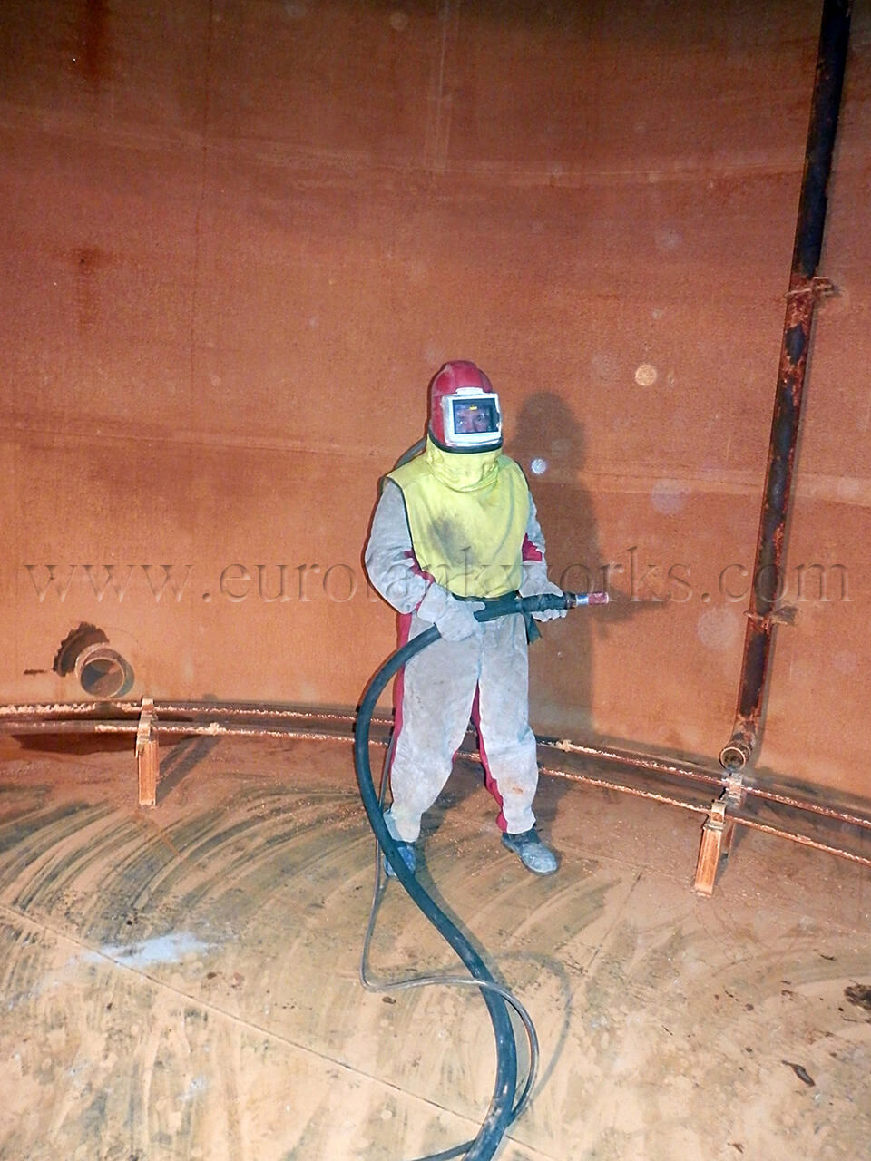 Sandblasting the Internal Tank Surface